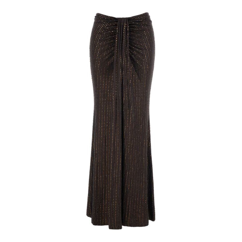 Venuja Women Crystal Maxi Skirt With Tech Fabric And Brown Color For Women